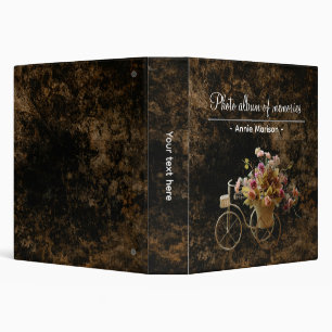 Vintage pattern binder with flower bicycle image