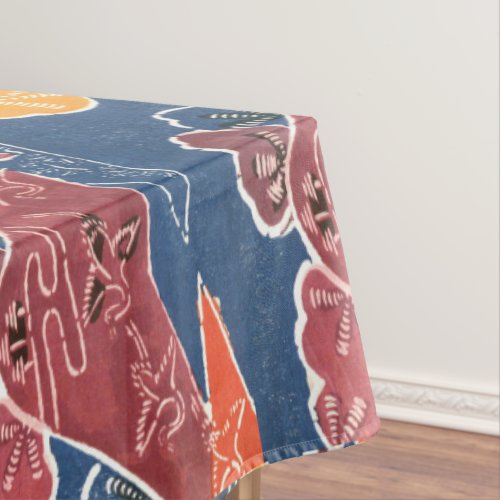 Vintage Pattern Bingata Cranes on a distant mount Tablecloth