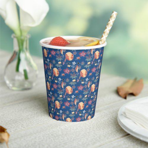 Vintage Pattern Bingata Fan Ume blossoms Maple Paper Cups