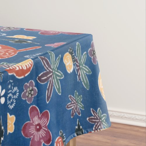 Vintage Pattern Bingata Fan Ume blossoms Maple Tablecloth