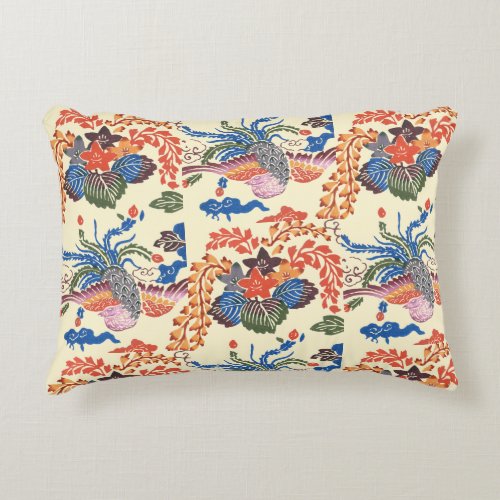 Vintage Pattern Bingata Paulownia and Phoenix Accent Pillow