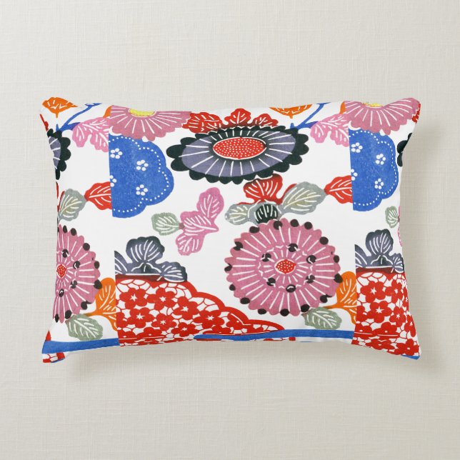 Vintage Pattern Bingata: Small cherry blossoms ... Accent Pillow (Front)