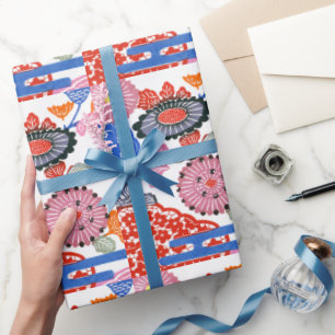 Vintage Pattern Bingata: Small cherry blossoms ... Wrapping Paper