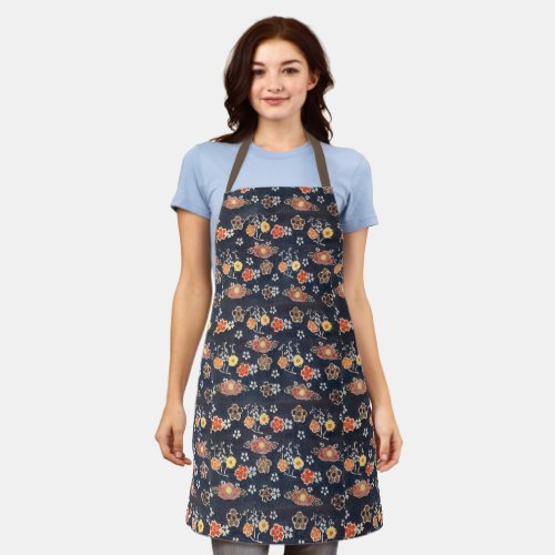 Vintage Pattern Bingata Ume blossoms cherry  Apron