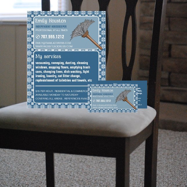 Vintage Pattern & Duster, Housekeeper, Maid Business Card (Creator Uploaded)
