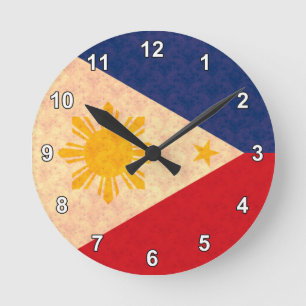 Vintage Pattern Filipino Flag Round Clock