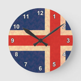 Vintage Pattern Icelander Flag Round Clock