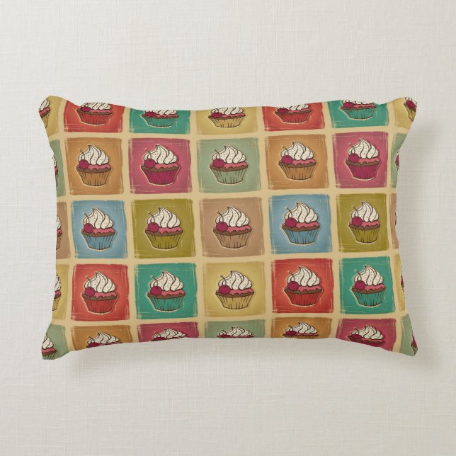 Vintage pattern made of cupcakes accent pillow (Front)