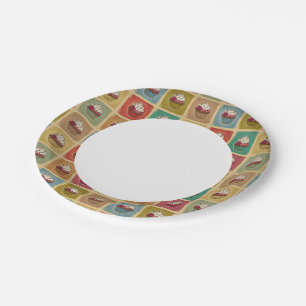 Vintage pattern made of cupcakes paper plates