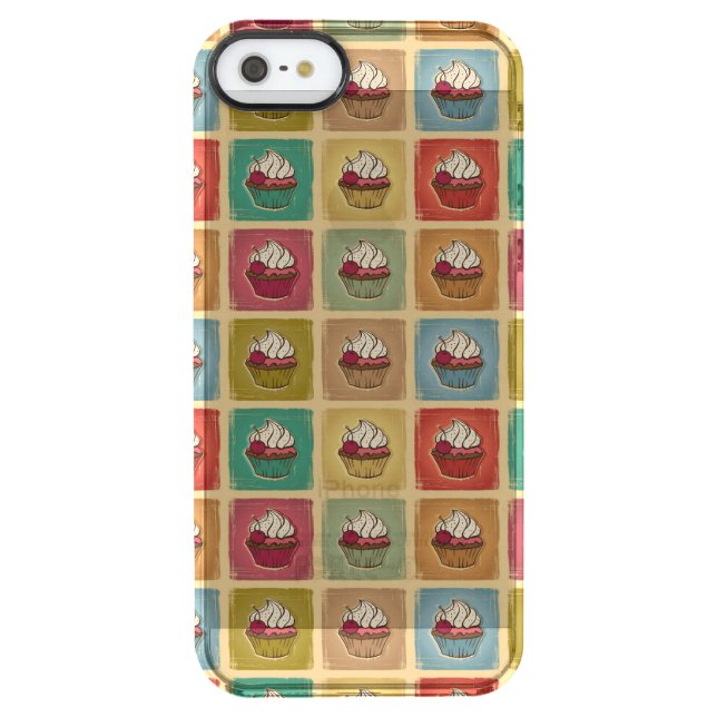 Vintage pattern made of cupcakes uncommon iPhone case (Back)