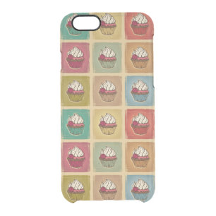 Vintage pattern made of cupcakes clear iPhone 6/6S case