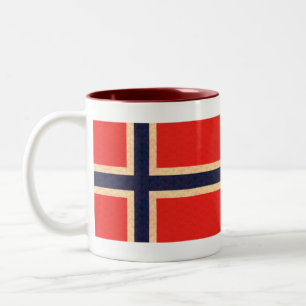 Vintage Pattern Norwegian Flag Two-Tone Coffee Mug