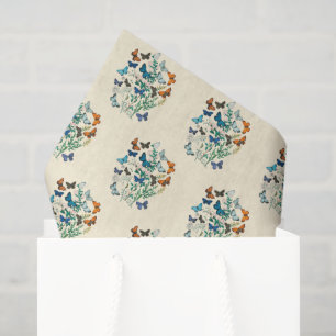 Vintage pattern of flowers and butterflies tissue paper