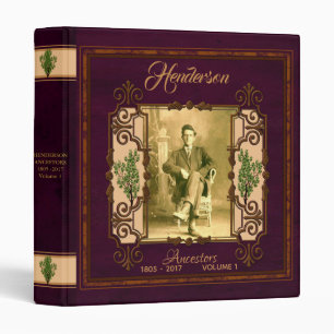 Vintage Pattern Purple Genealogy Photo Binder