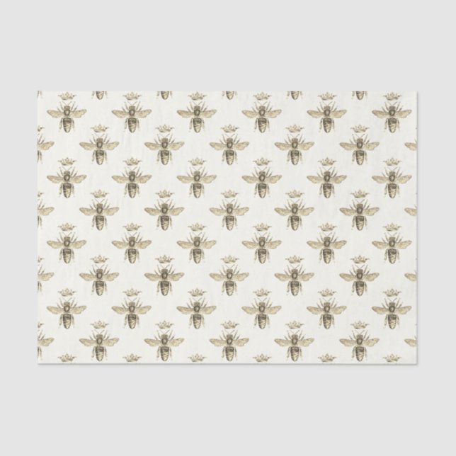 Vintage Pattern Queen Bee with Medieval Crown   Tissue Paper