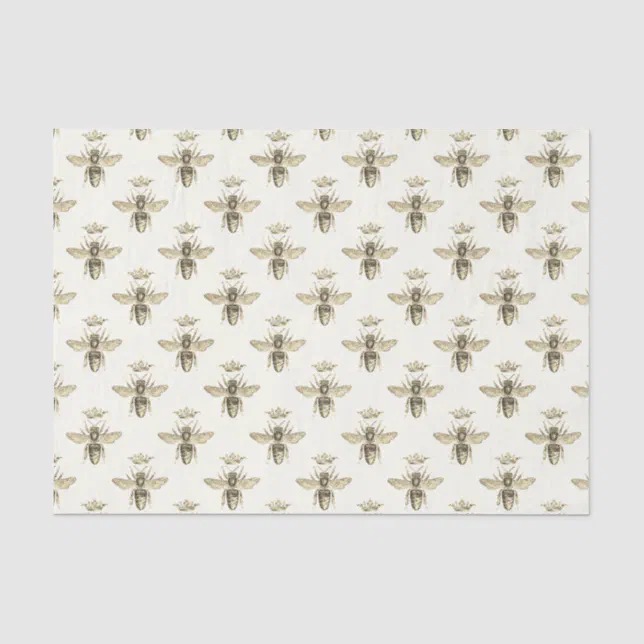 Vintage Pattern Queen Bee with Medieval Crown Tissue Paper | Zazzle