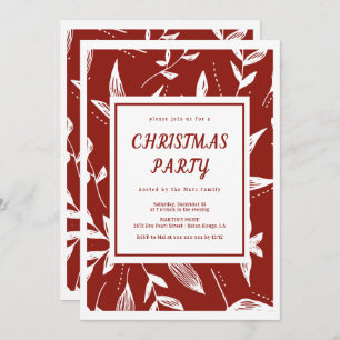 Vintage Pattern Red And White Christmas Party Invitation