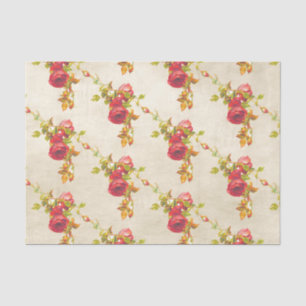 Vintage Pattern Red Roses on Aged Parchment Craft Tissue Paper