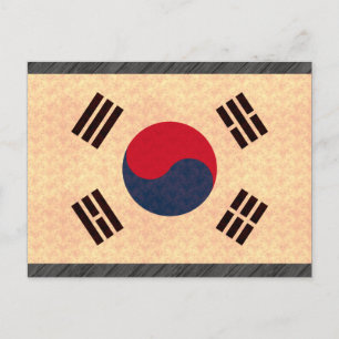 Vintage Pattern South Korean Flag Postcard