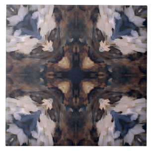 Vintage pattern with beige, brown, white and blue ceramic tile