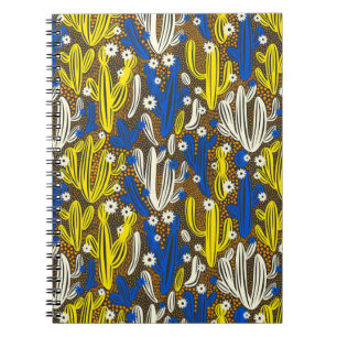 Vintage pattern with cactus on black background. S Notebook
