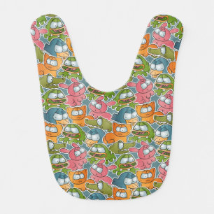 Vintage pattern with cartoon animals bib
