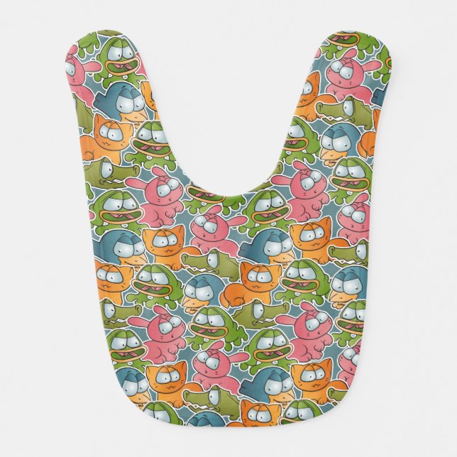 Vintage pattern with cartoon animals bib (Front)