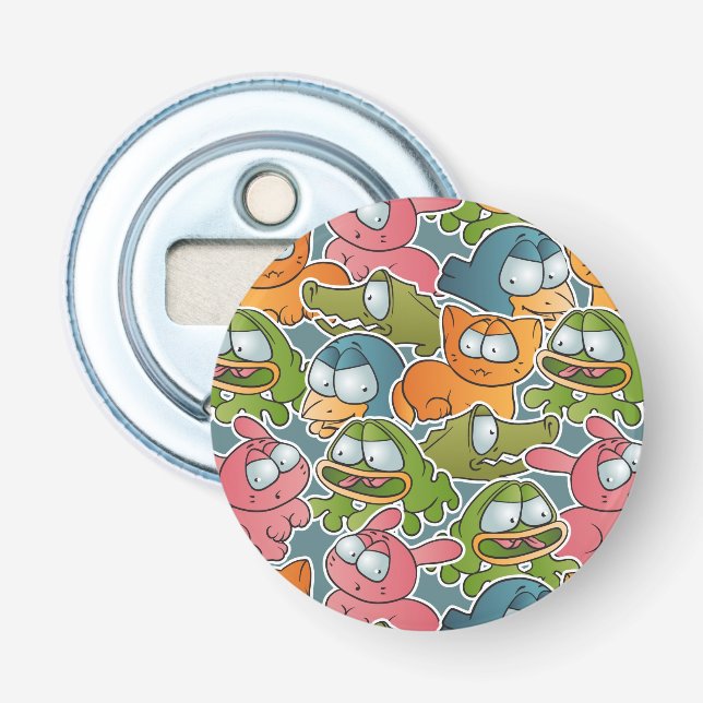 Vintage pattern with cartoon animals bottle opener (Front)
