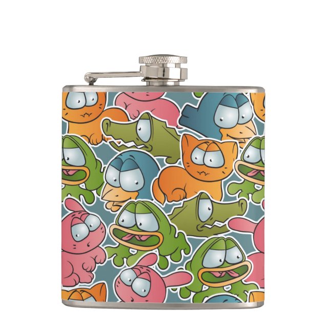 Vintage pattern with cartoon animals flask (Front)