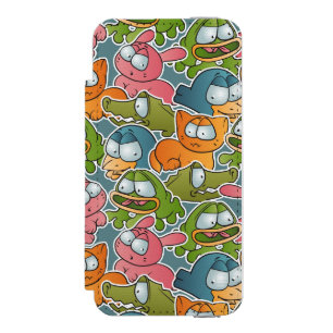 Vintage pattern with cartoon animals iPhone SE/5/5s wallet case