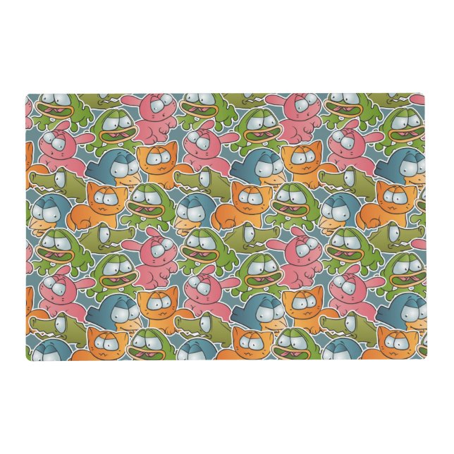 Vintage pattern with cartoon animals placemat (Front)