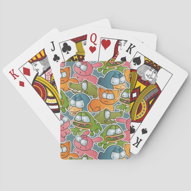 Vintage pattern with cartoon animals poker cards (Back)