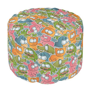 Vintage pattern with cartoon animals pouf