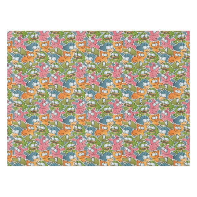 Vintage pattern with cartoon animals tablecloth (Front (Horizontal))