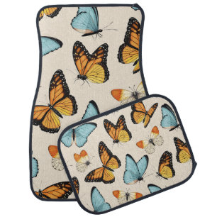 Vintage pattern with high detailed tropic butterfl car floor mat