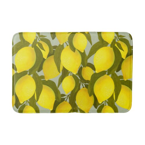 Vintage pattern with lemons branches bath mat