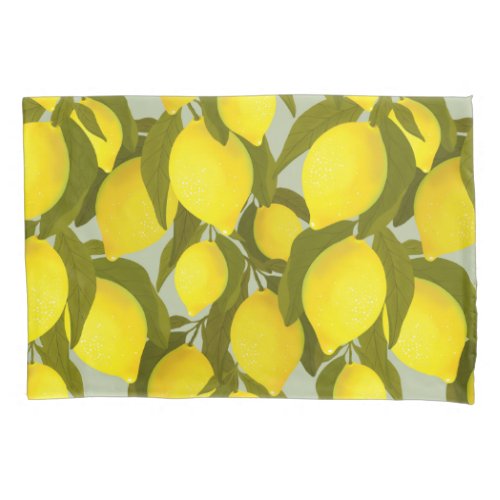 Vintage pattern with lemons branches pillow case