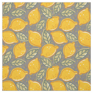Vintage pattern with lemons in doodle style. fabric