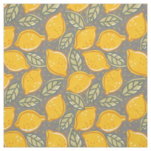 Vintage pattern with lemons in doodle style. fabric