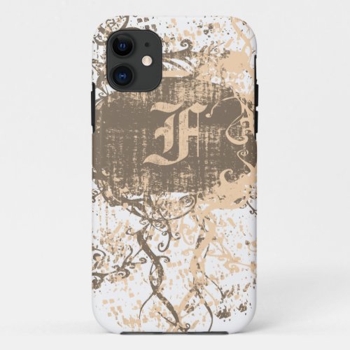 Vintage Pattern with Monogram F iPhone 11 Case