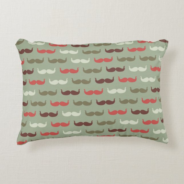 Vintage pattern with mustache accent pillow (Front)