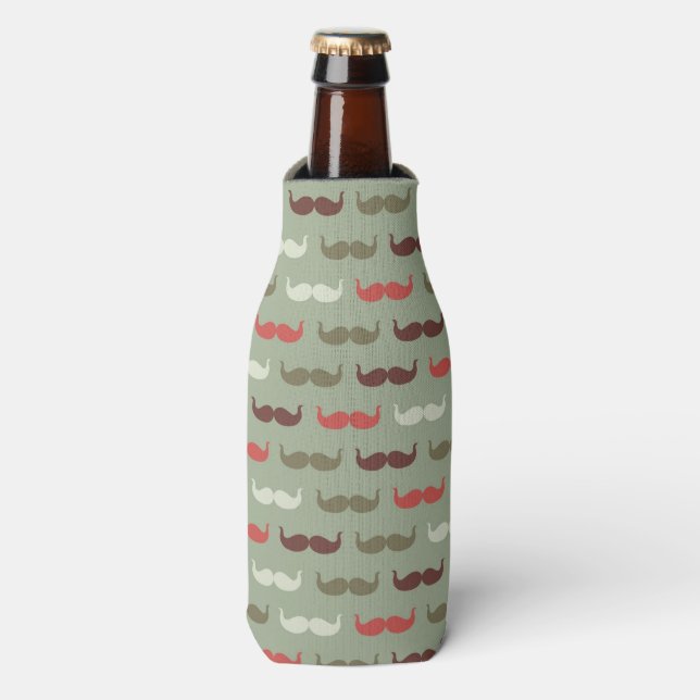 Vintage pattern with mustache bottle cooler (Bottle Front)