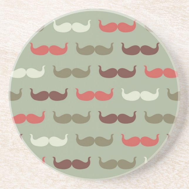 Vintage pattern with mustache coaster (Front)
