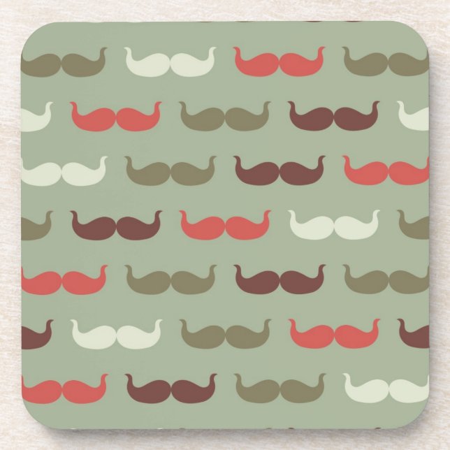 Vintage pattern with mustache coaster (Front)
