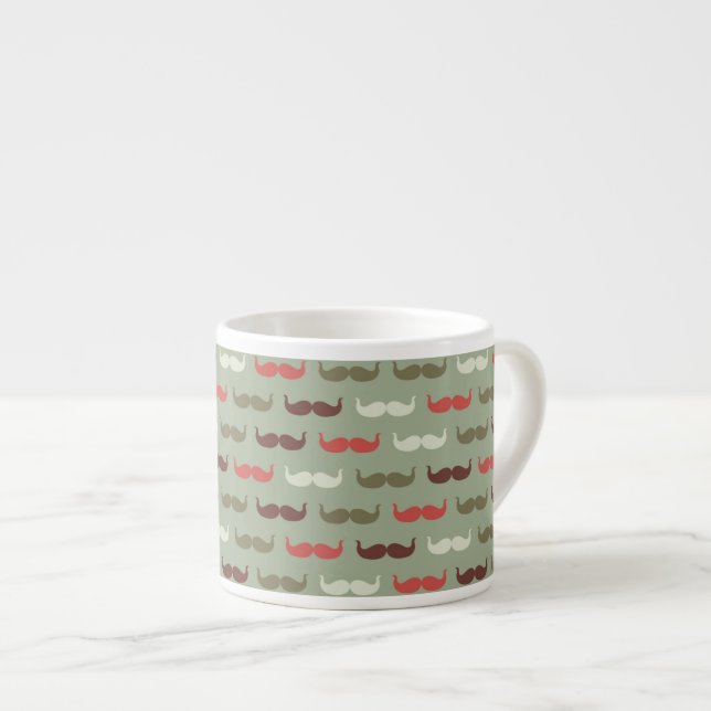 Vintage pattern with mustache espresso cup (Front Right)