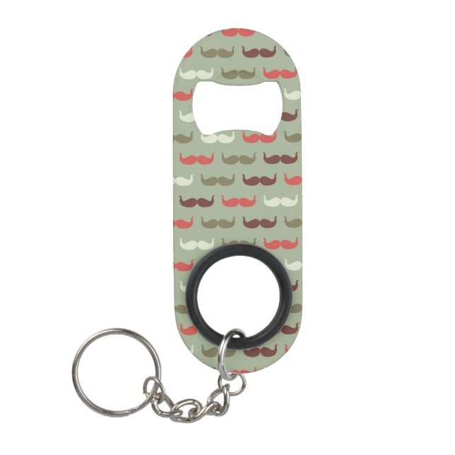 Vintage pattern with mustache keychain bottle opener (Front)