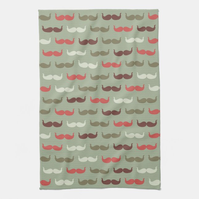 Vintage pattern with mustache kitchen towel (Vertical)