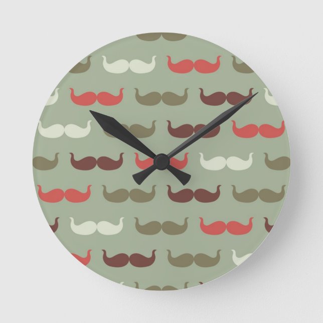 Vintage pattern with mustache round clock (Front)