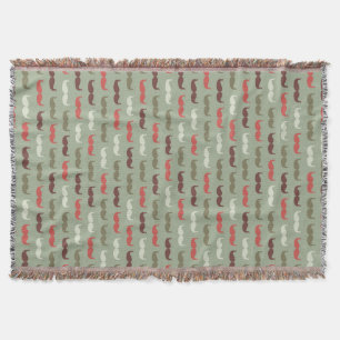 Vintage pattern with mustache throw blanket