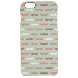 Vintage pattern with mustache clear iPhone 6 plus case